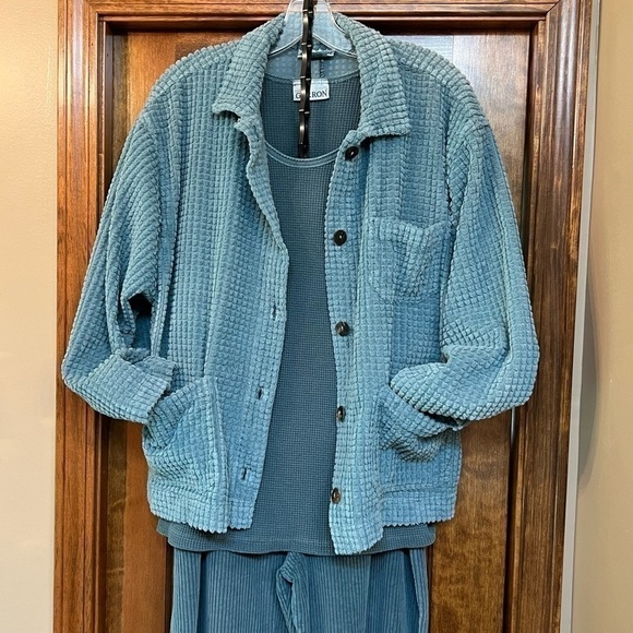 💥SALE💥‎ VTG ‘90’s Garron 3 pc Casual Wear Cotton Size L Teal EUC Made in USA - Picture 3 of 12